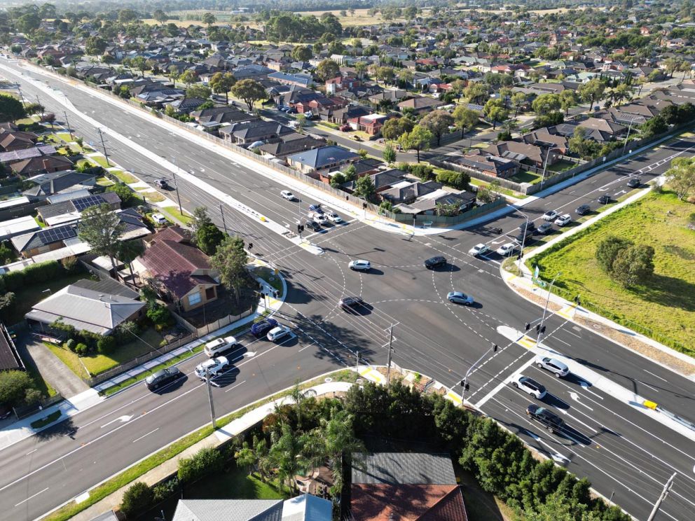 The new signalised intersection at Hall and McCormicks roads.