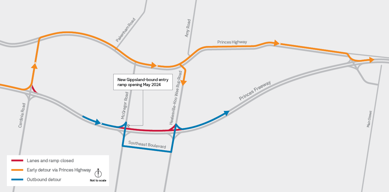 Princes-Fwy-Carriageway-Inbound-Detour-Map