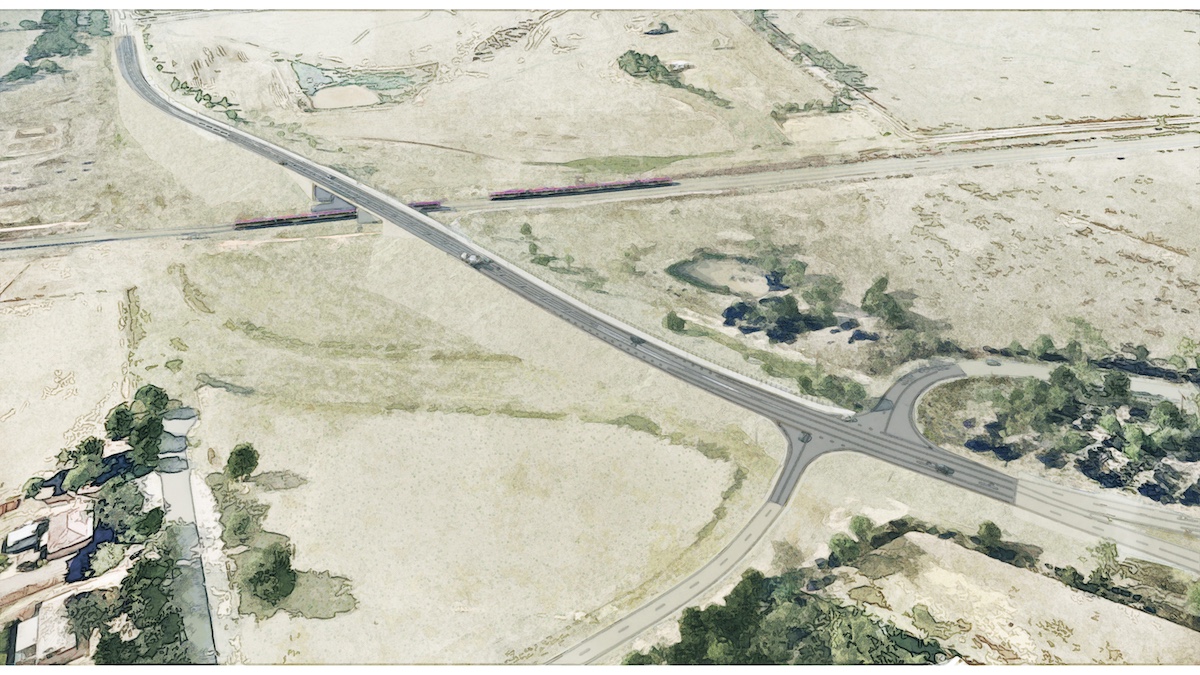 Aerial view of the Hopkins Road bridge.