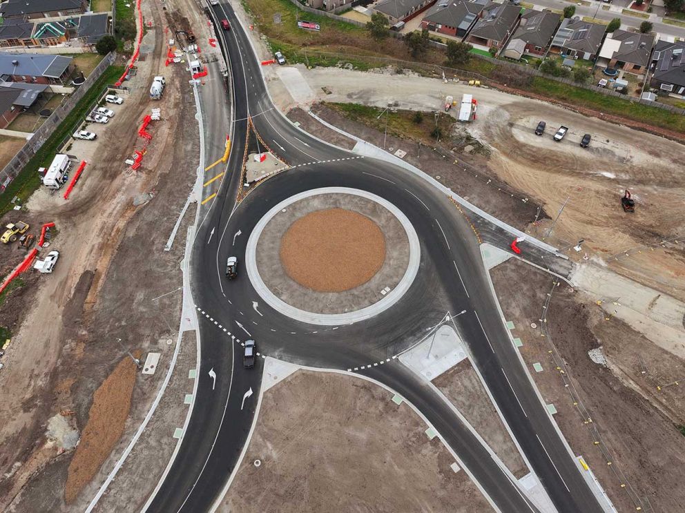 March 2024- The upgraded McGregor Road outbound exit ramp and northern freeway roundabout