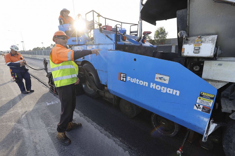 May 2024- Asphalting works on the Princes Freeway as part of building the new lanes