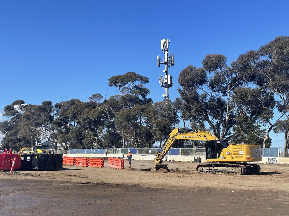 Drainage works for the bridge structure underway on the eastern side of site