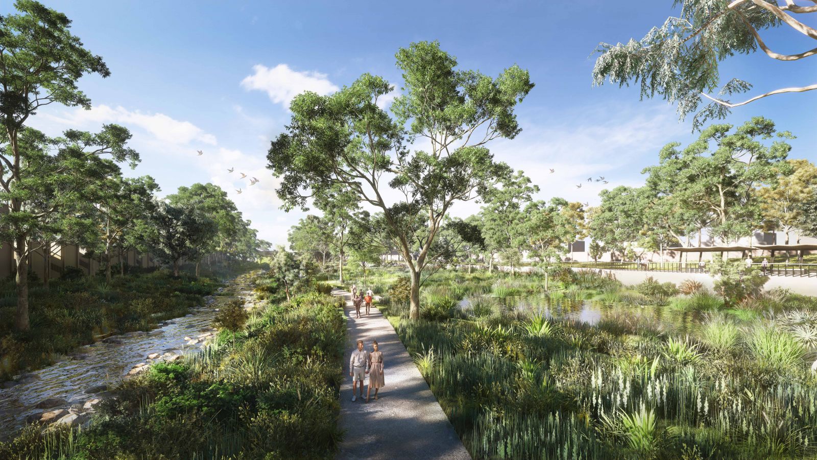 Artist's impression of shared use path at Valda Wetlands