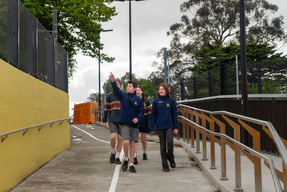 Students can now safely cross the rail line using the new underpass