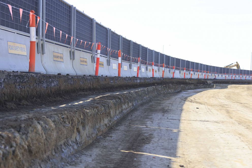 Preparing the foundations for the new lanes on the citybound entry ramp