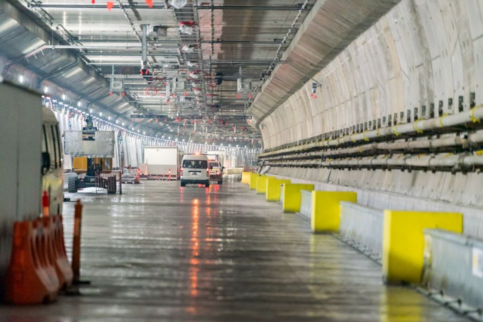 The road deck level at one of the tunnels.