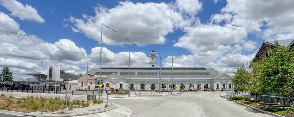 View of the station precinct from the north. Artist impression, subject to minor change. Design endorsed by Heritage Victoria