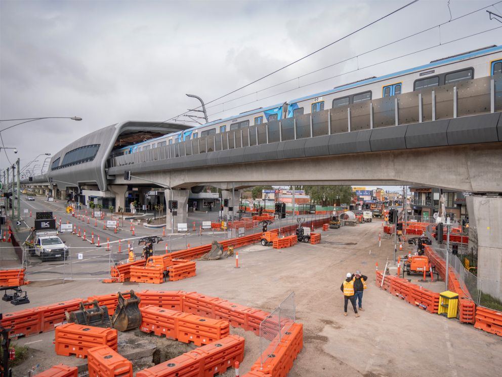 Construction works occurring during the August closure of Clayton Road. 