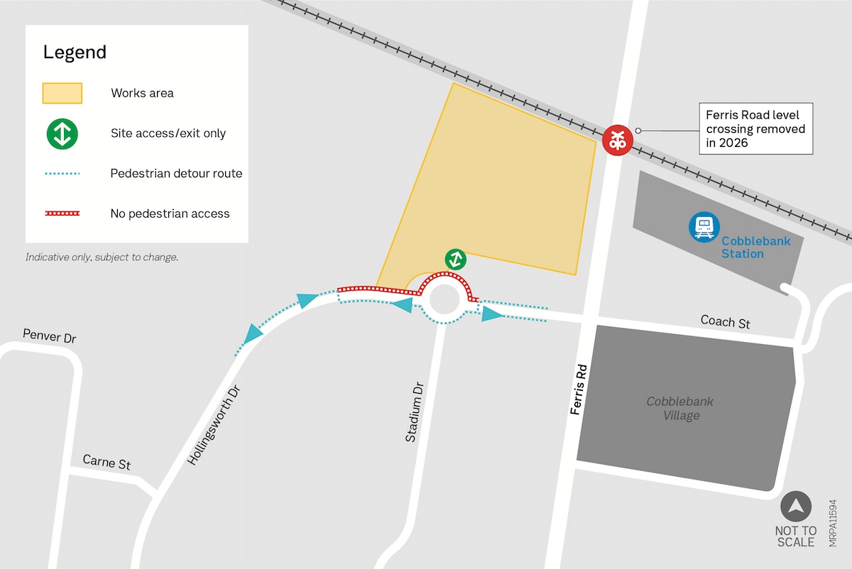 Hollingsworth Drive pedestrian detour map