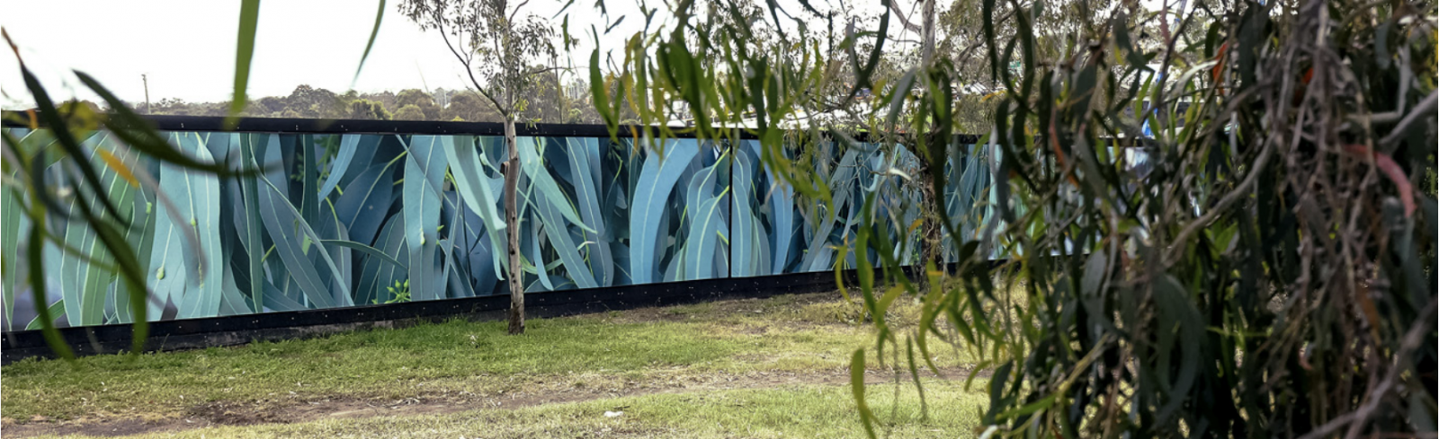 Fence showing a native gum leaf design