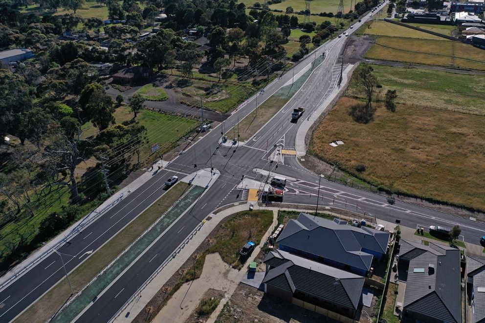 Garden Road and Bridge Inn Road intersection aerial