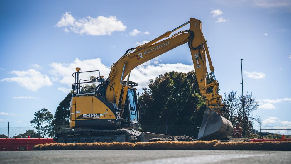 Diggers working on our Progress Street level crossing removal sites