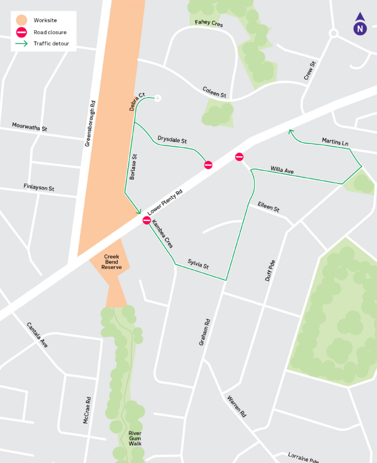 Lower Plenty Road works map