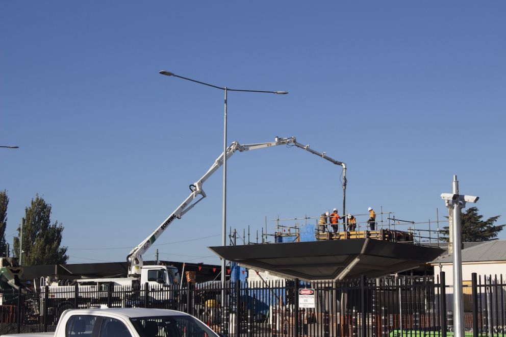 The platforms for the new overpass coming together