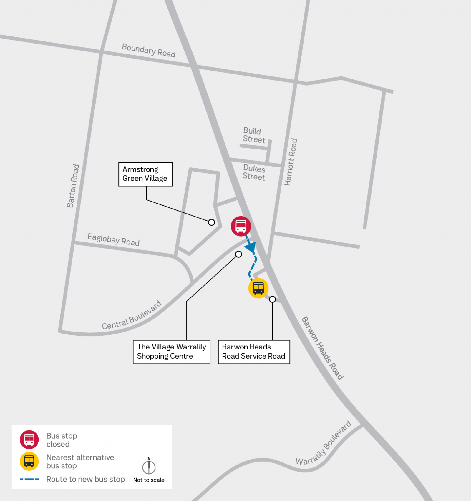 Central Blvd Bus Stop Relocation Map