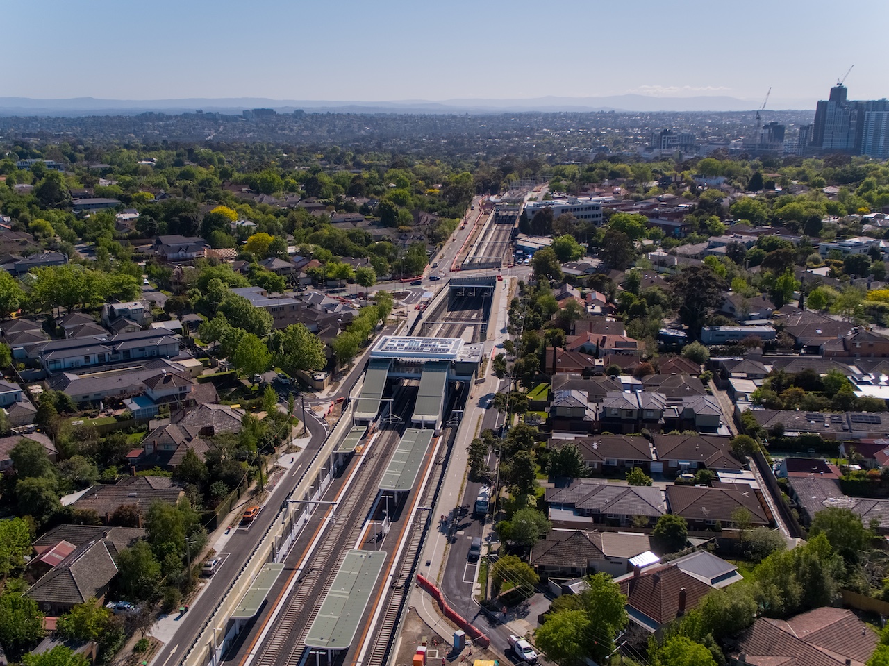The dangerous level crossings at Mont Albert Road and Union Road in Surrey Hills were removed in 2023