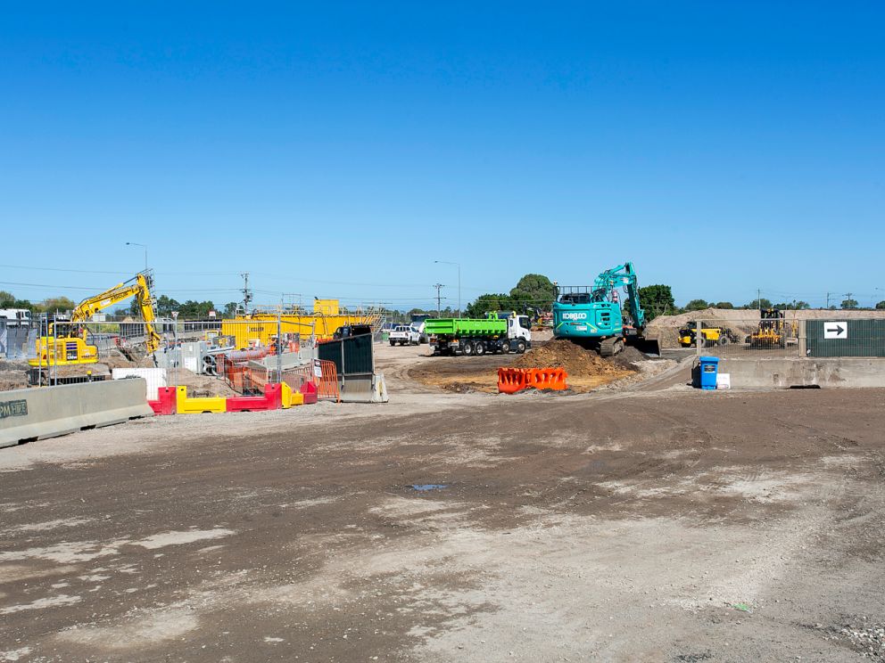 Image shows recycled concrete hardstand being used on SRL site