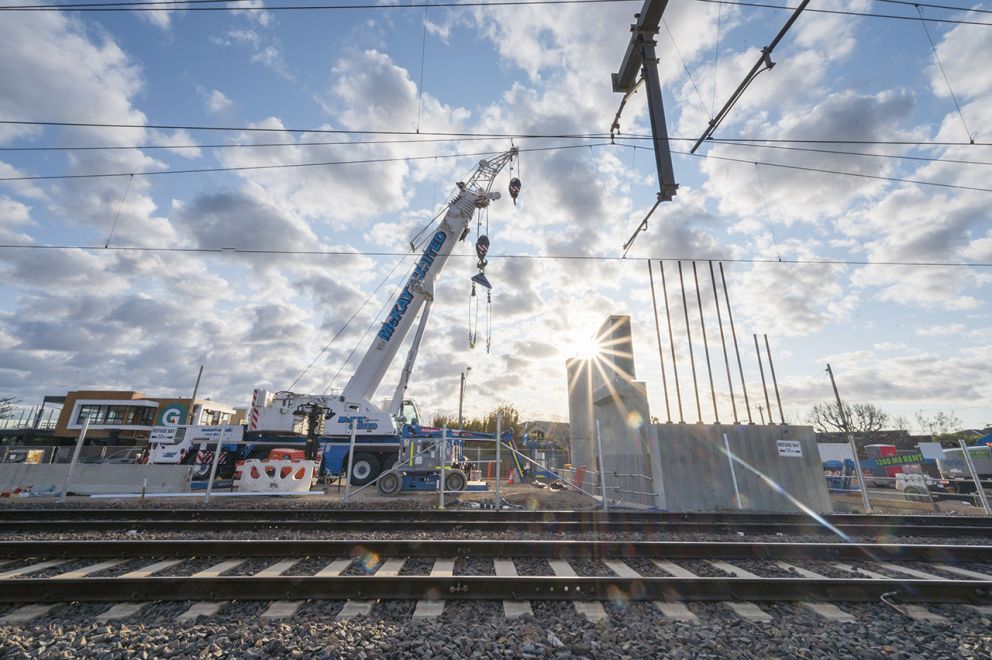 Works have started on the installation of the first of 2 deflection walls on Station Street, Aspendale