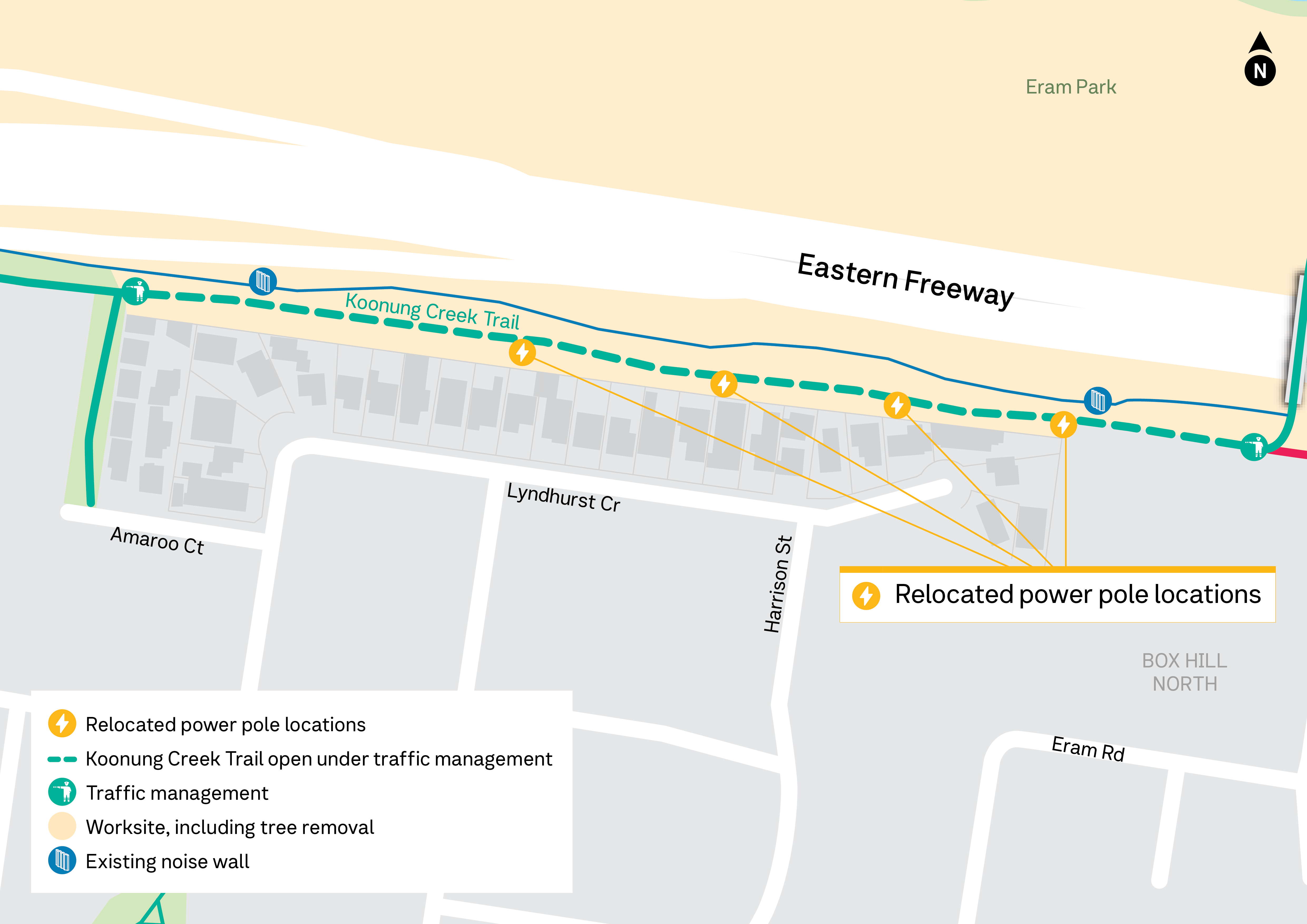 Koonung Creek Trail road closures map October zoomed in