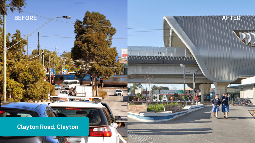 Clayton Road, Clayton before and after