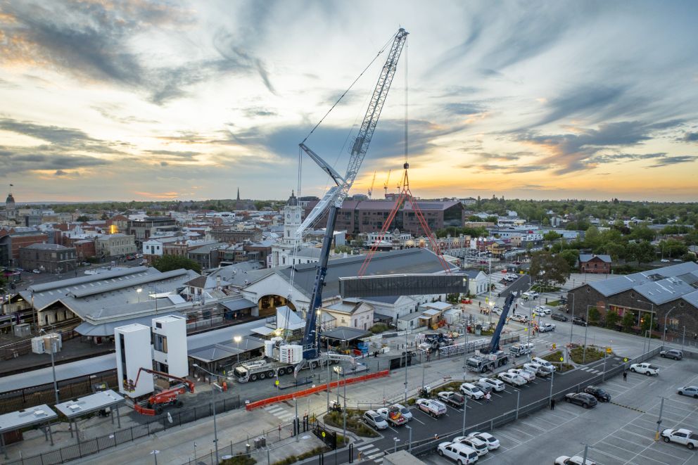 Ballarat Station overpass lift aerial view