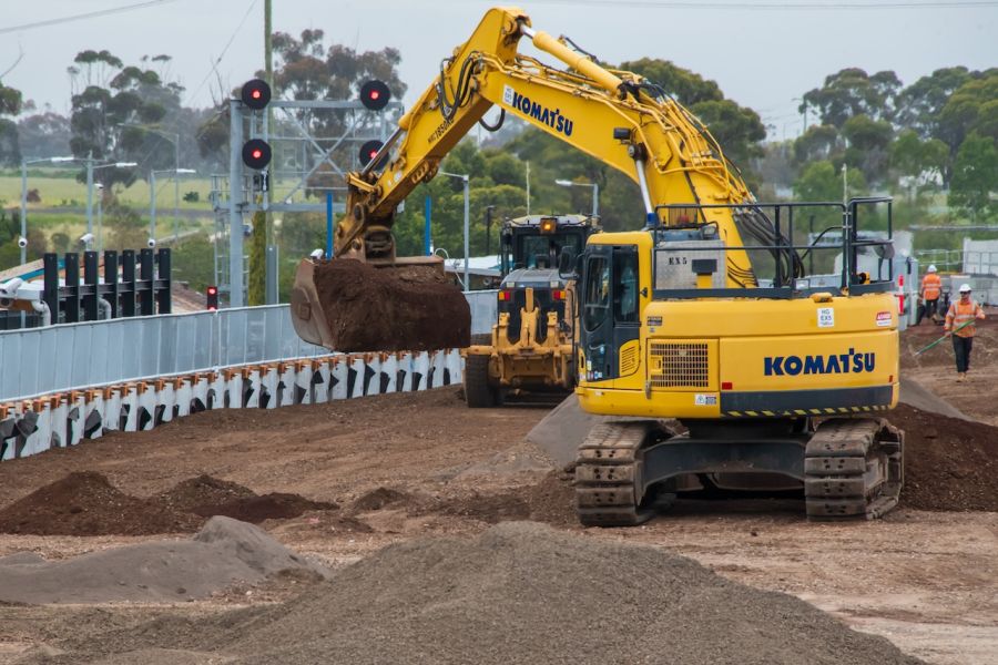 Earthworks continue to form the new elevated rail line