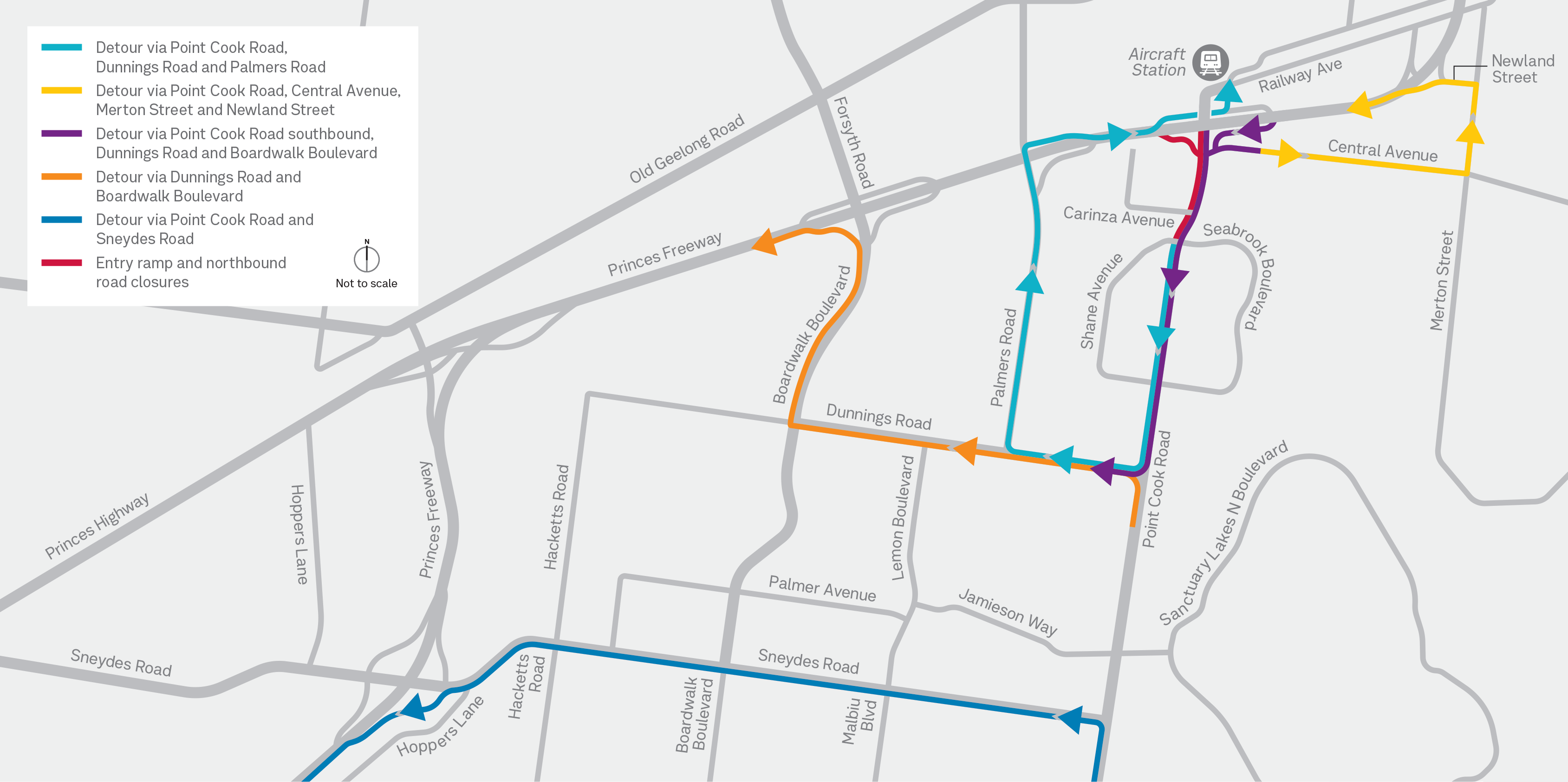  Northbound Lane and Bridge Closure Map