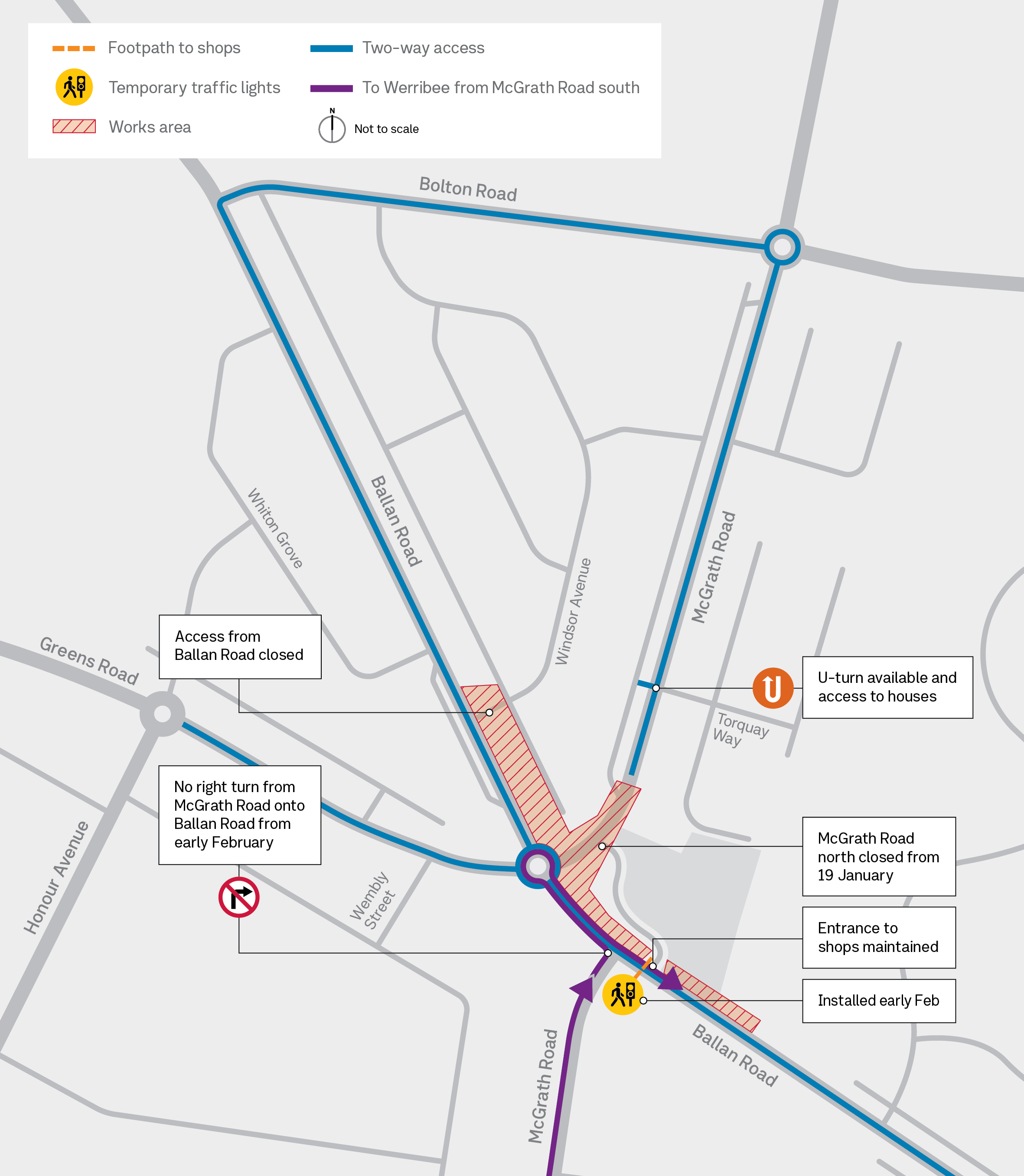 Major works - McGrath Road north closed at Ballan Road – 19 January to late 2026