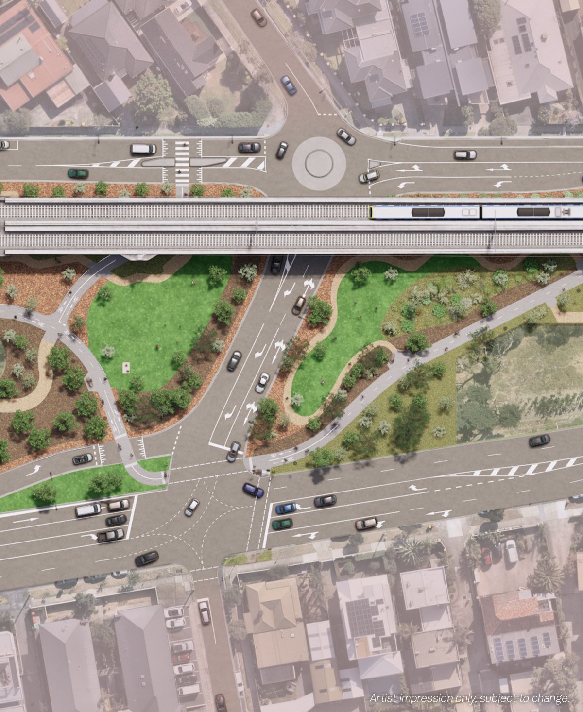 New signalised intersection and link road. Artist's impression
