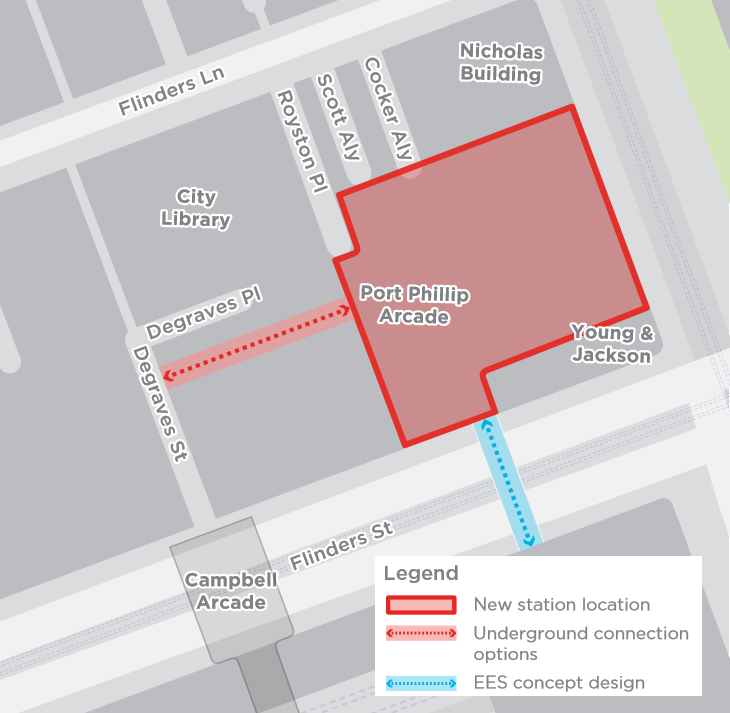 Connection from Town Hall to existing Degraves Street underpass