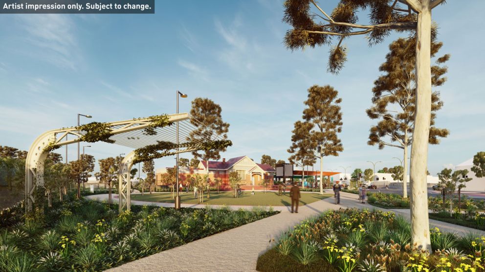 Artist impression of the station landscaping