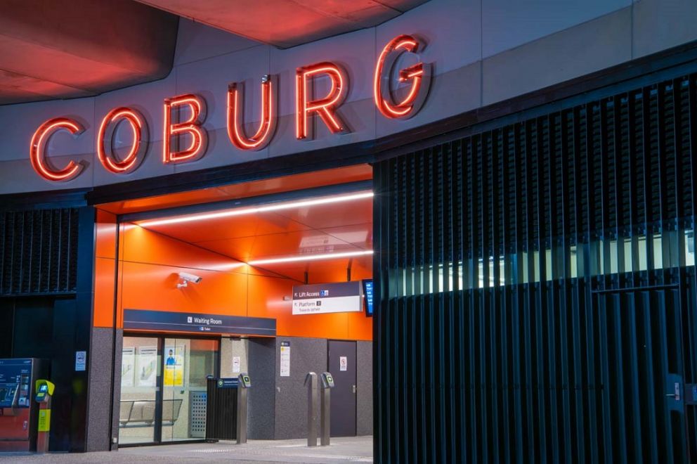 Entrance to Coburg station