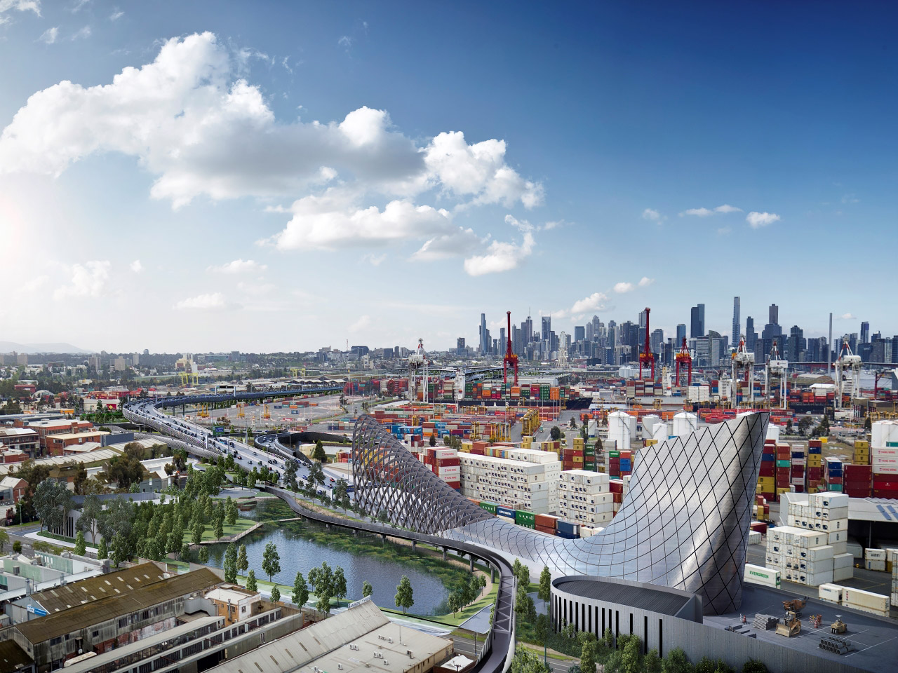 Artist's impression of Northern tunnel portal, Footscray.