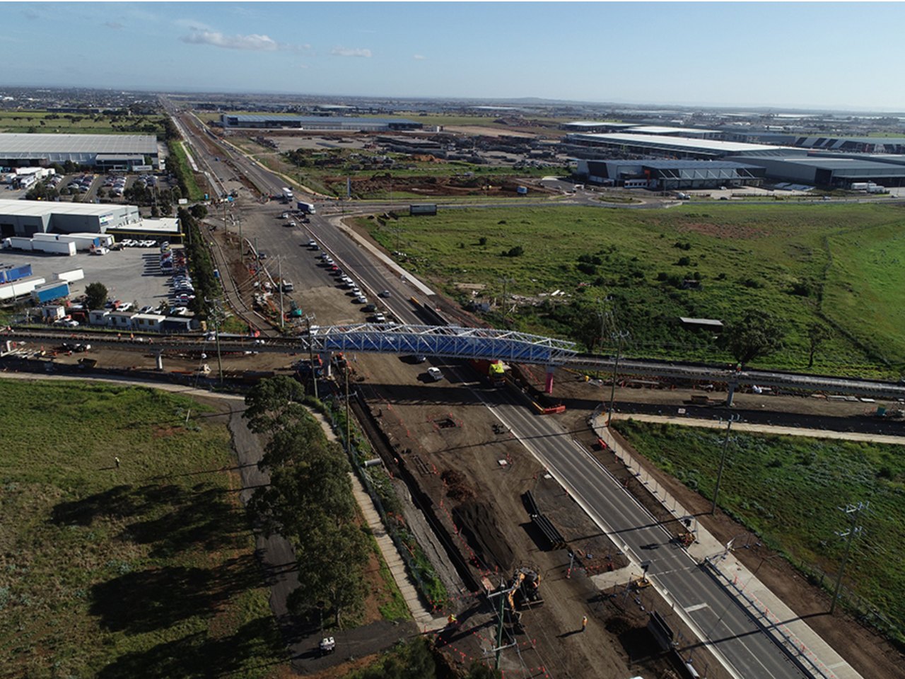 In progress image of the Western Roads Upgrade at Leakes Rd