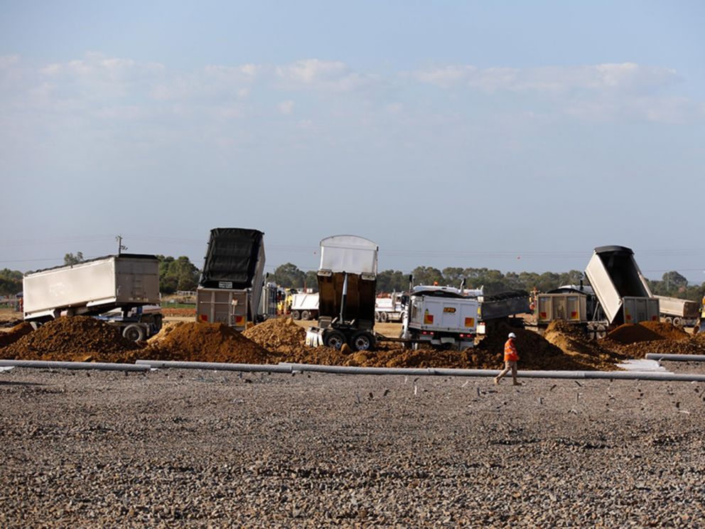 Works to build the foundations of the Freeway near Waterways - February 2020