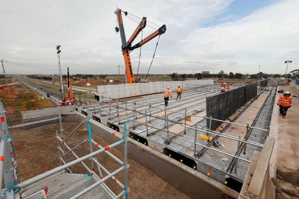 Works continue to build the O’Herns Road bridge deck