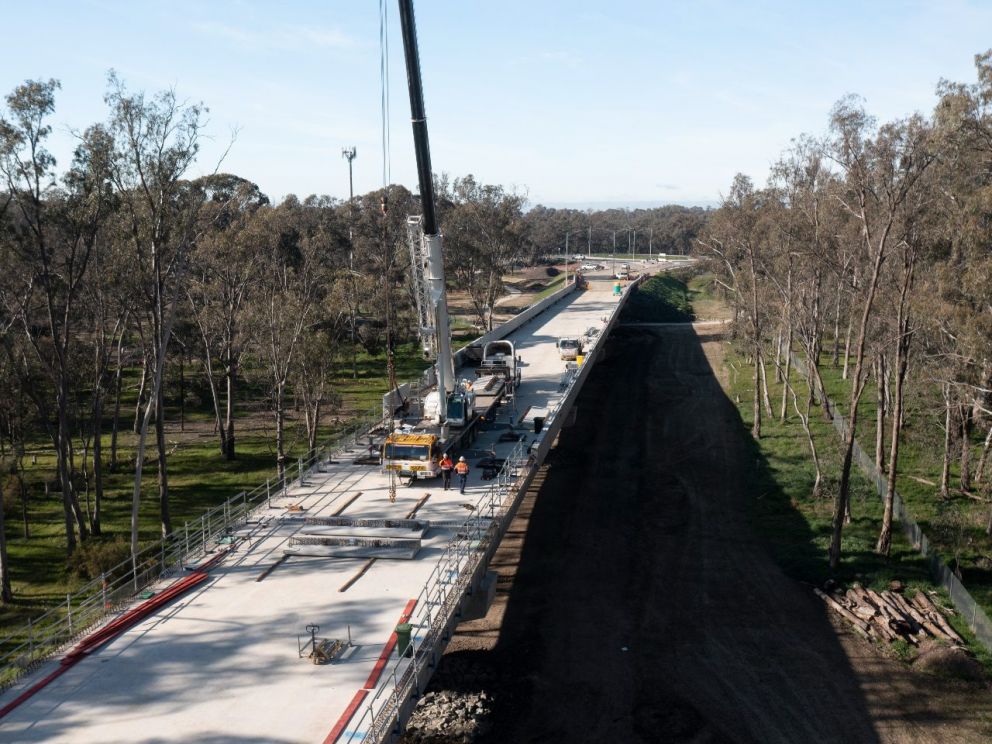 Bridge approach span works for Campase River (Warren Street top of image)