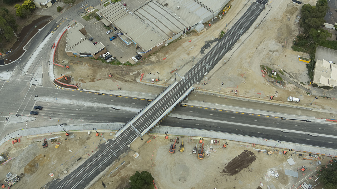Drone of road underpass at Clyde Road