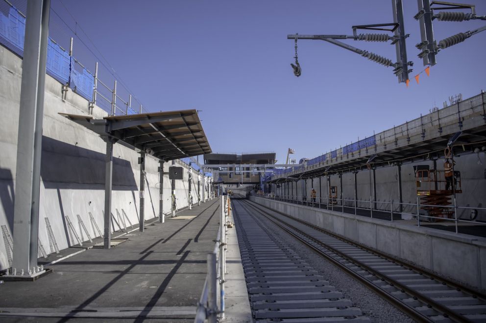 Works are progressing on the platforms at the new Glenroy Station with the final asphalting complete