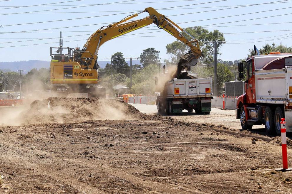 Construction works on the Narre Warren North Road Upgrade