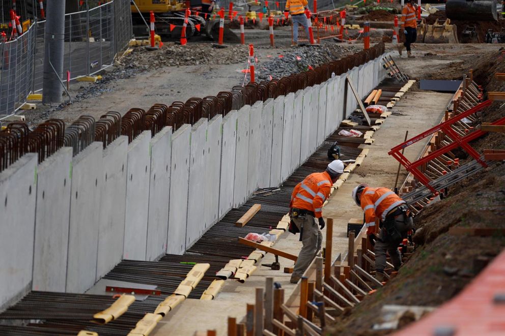 Retaining wall works