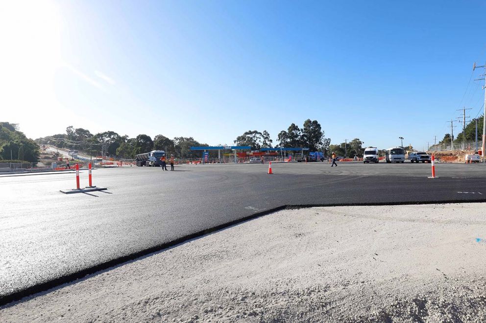 Fresh asphalt at the Hallam North and Heatherton Road intersection