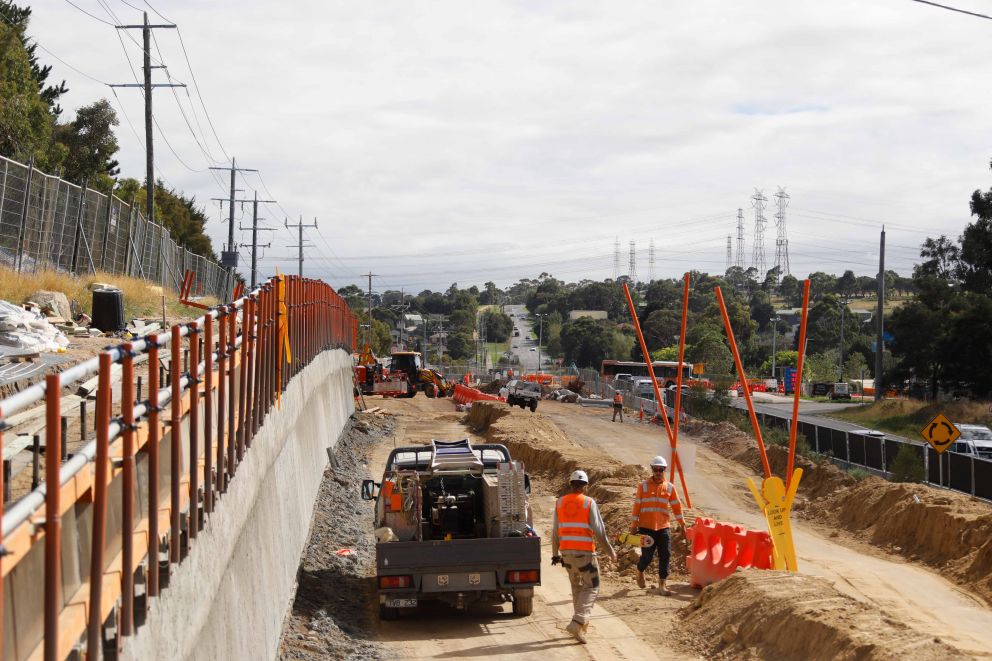 South to the north view on Hallam North and Heatherton Road Upgrade