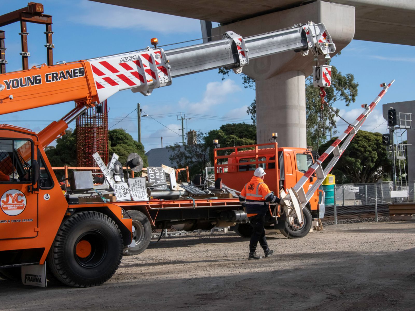 Boom gate lifted away on a truck.