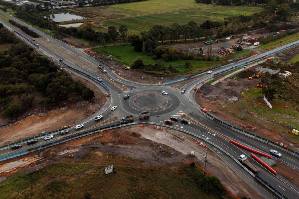 Aerial view of the Ballarto Road intersection