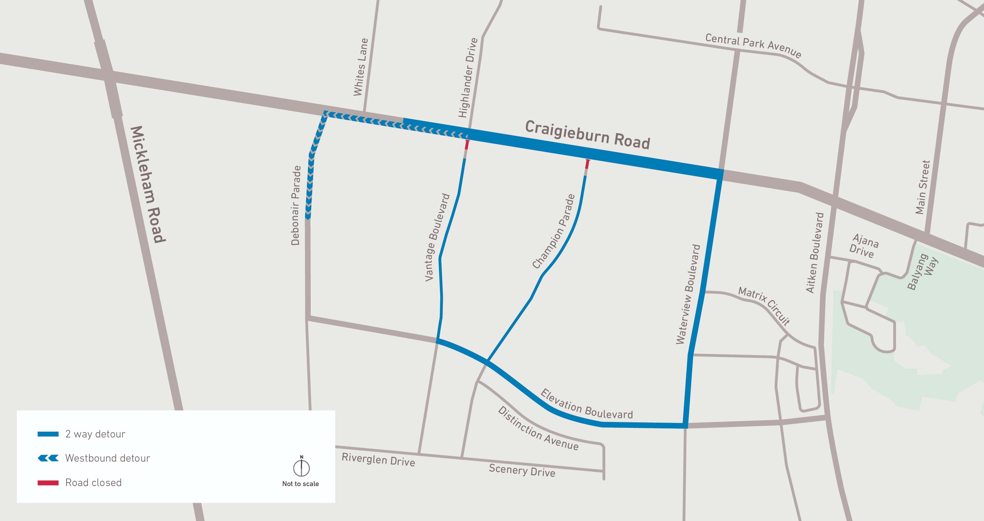 Vantage Blvd detour map