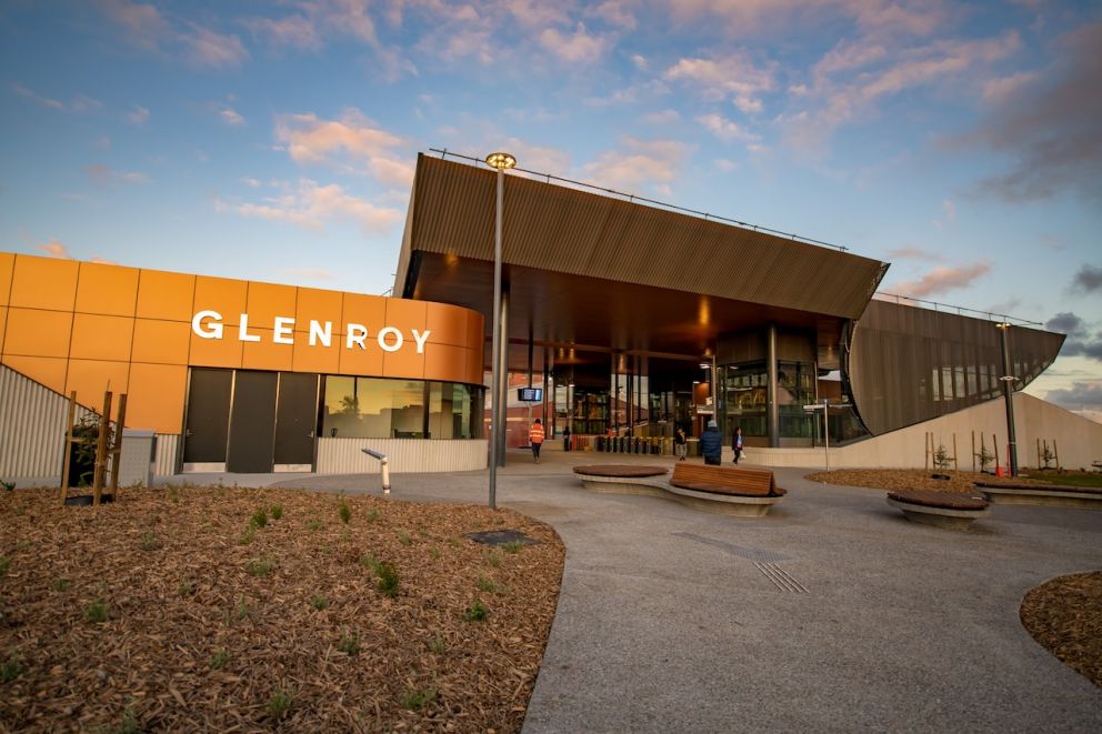 Seating and landscaping at Glenroy