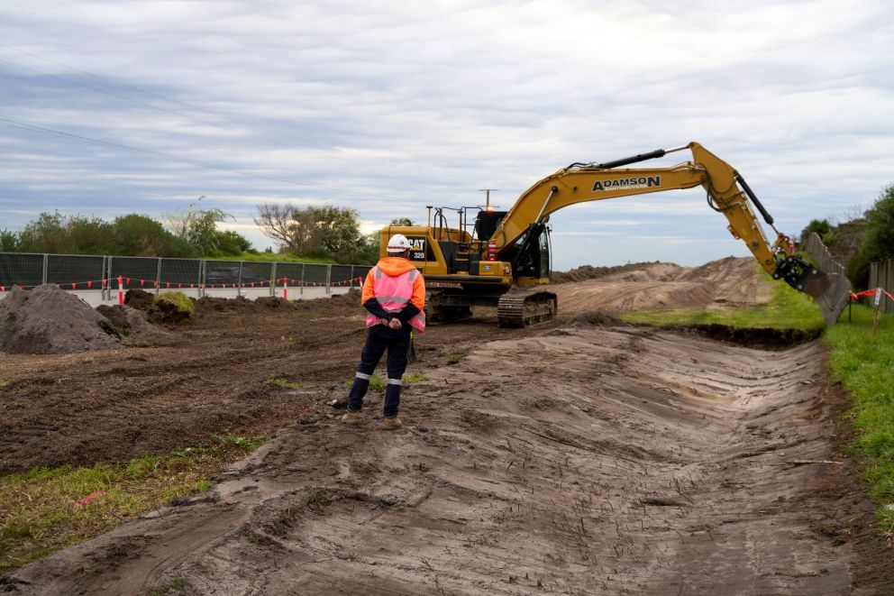 Excavation of swale drain and access tracks