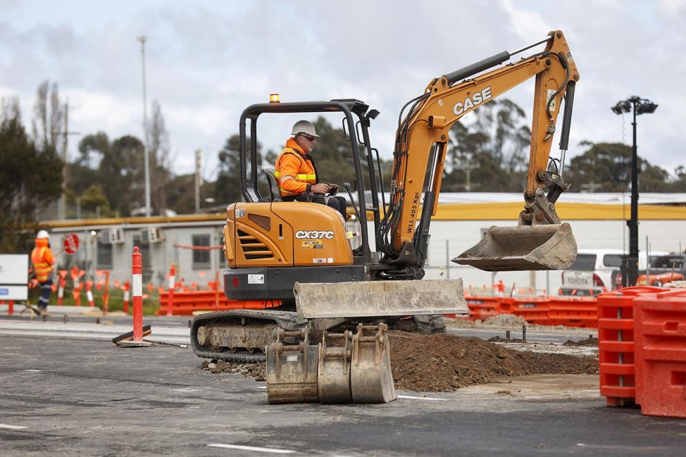 Earthworks at the Cranbourne-Frankston Road intersection during the closure