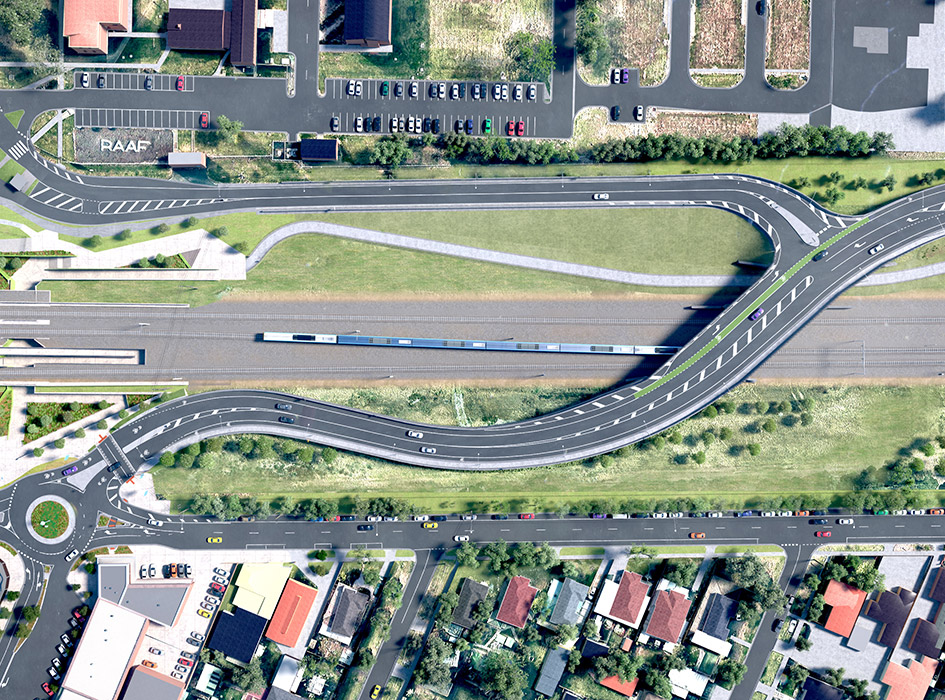 Artist impression of road bridge over Aviation Road